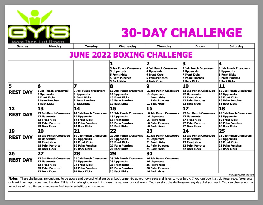 30 Day Challenge June 22 Get You In Shape